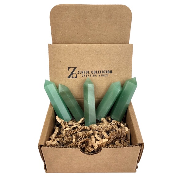 Green Aventurine Stone Healing Crystal Pyramid Tower Wand Point Obelisk Rock - Picture 6 of 8